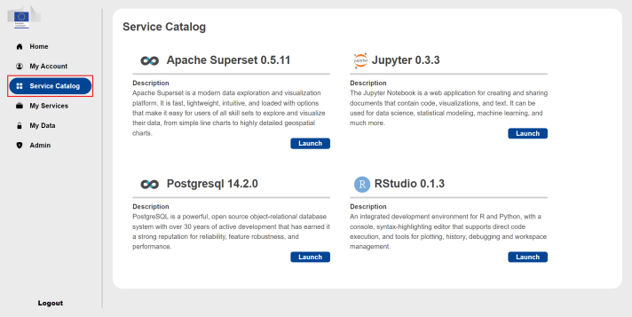 Screenshot of what BDTI's portal service catalogue look like
